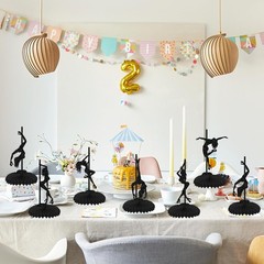 6 PCS Pole Dance Honeycomb Table Centerpiece Black Glitter for Bachelorette