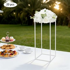 20pcs White Iron Wedding Flower Stands, Wedding Table Decorations, Floral Holder