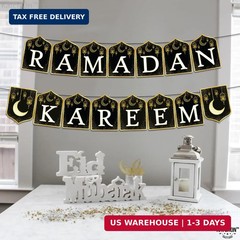 KatchOn, Ramadan Kareem Banner – 10 Feet, Black and Gold, Cardstock, Rectangular