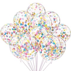 Rainbow Paper Confetti Balloons 25 Pcs, 12 Inch Thickened Clear Latex Balloons