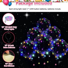 10* Light Up Clear Balloons 20 inch BoBo Bubble Graduation Birthday Party Decor