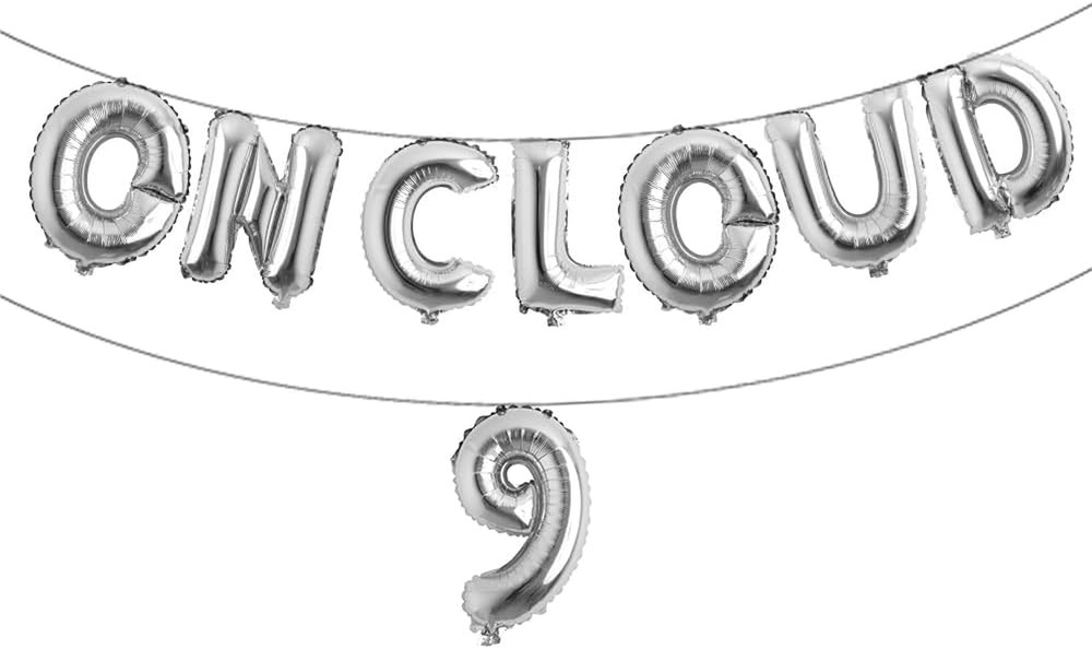 On Cloud 9 Multicolor Balloons Banner on Cloud Nine Birthday Party Decorations f
