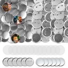 100 Sets 25mm/1 Inch Blank Button Making Supplies Round DIY Badge Button Maker