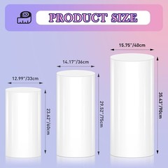 White Cylinder Stands for Party 3Pcs Round Pedestal Stand for Parties, Pillars f