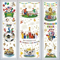 World Cup Tournament Window Clings 2026, 9 Sheets Reusable Window Stickers fo…
