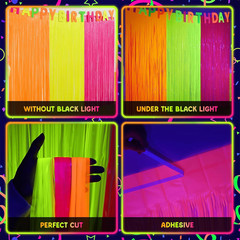 Mega-L Glow in the Dark Party Supplies, 3 Pack Neon Party Decorations 9.9 X 6.6