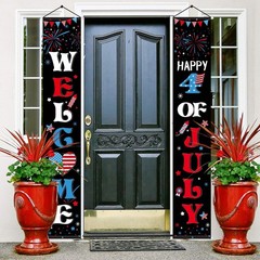 2 Pcs 4th/ Fourth of July Banners Decorations for Outdoor Hanging Welcome Porch,