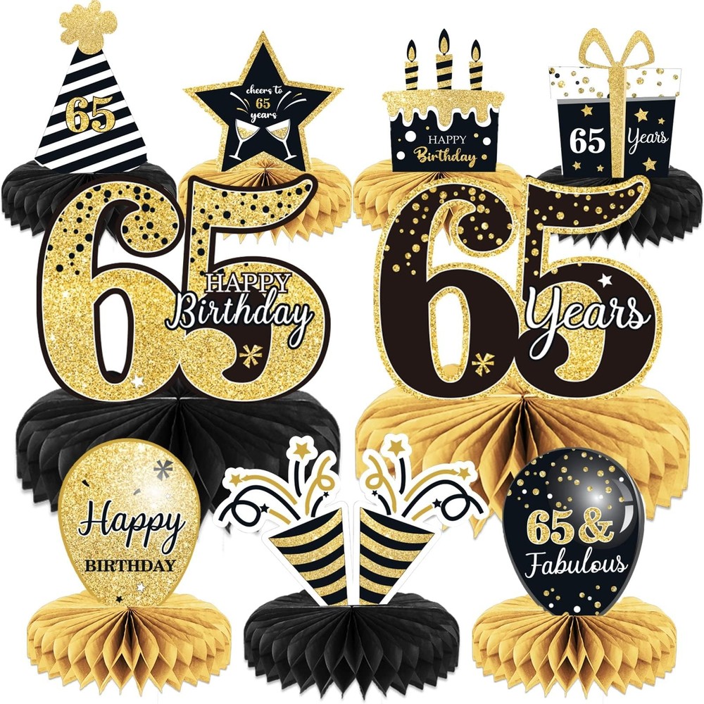 9 Pieces 65th Birthday decorations 65th birthday centerpieces for Tables Deco…