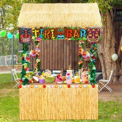 115 Pieces Hawaii Tiki Bar Kit Include 53 x 21.7 x 55 Inch Large Hawaiian Bar…