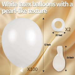 100pcs Pearl White Balloons 12 inch White Latex Party Balloons for Wedding En…