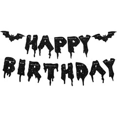 Halloween Birthday Banner Glitter Black Garland Party Bunting Decorations