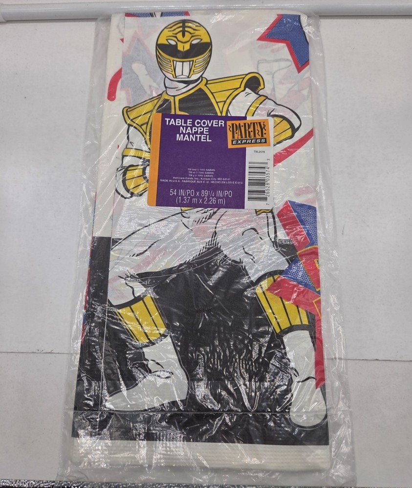 1995 Vintage Saban Party Express: Power Rangers Paper Table Cover 54×89″ – New!