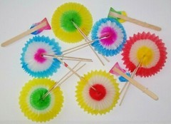 24 Sunflower Cocktail Sticks Sunbursts Paper Drink Decorations Party Tiki Retro