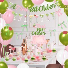 Martini Bow Birthday Party Decorations, Green Pink Glitter A Tini Bit Older