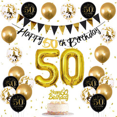 21St Birthday Decorations Him Her, Black Gold 21 Birthday Party Decor Golden Bla