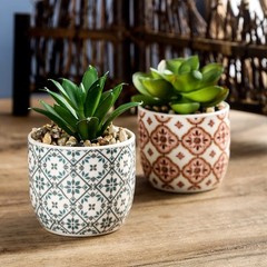 Karlliu Artificial Plants Succulent Flowers in 2.5X3.25 inch, Red & Blue