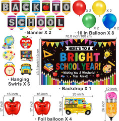 Back to School Decorations, First Day of School Decorations Supplies with Banner