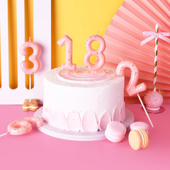 2.76 Inch Classical Pink Gold 3 Number Birthday Candles, Gold & Cake Number Cand