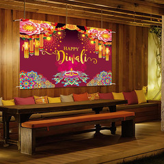 Happy Diwali Backdrop Banner Decorations, 59X35.5 Inch Indian Diwali Backdrop De
