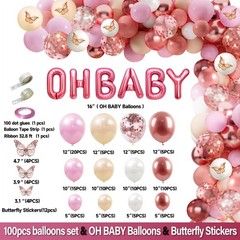 Baby Shower Decorations For Girl Butterfly Pink Rose Gold Balloons Table Cover