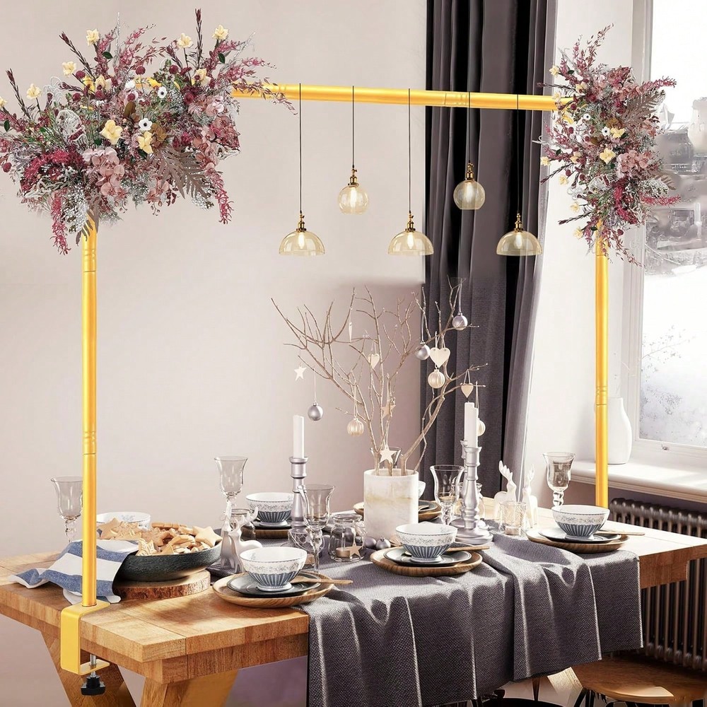 Elegant Adjustable Gold Over the Table Rod Stand Hanging Balloon Arch Decoration
