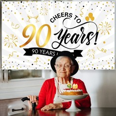 Blulu Happy 90Th Birthday Backdrop Background Banner Large Men Women 9