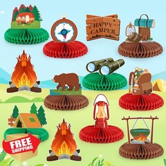 Adecortalk 12 Camping Honeycomb Centerpieces Table Decor