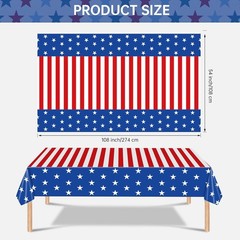 2 Pack American Flag Tablecloths Patriotic Plastic Rectangle Decorations for