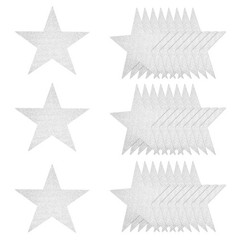 25 Pcs 11 Inch Double Printed Glitter Star Cutouts, Silver White