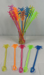 25 Pineapple Swizzle Sticks 9.5″ tall 5 Colors Adult Beverages Cocktail Tiki