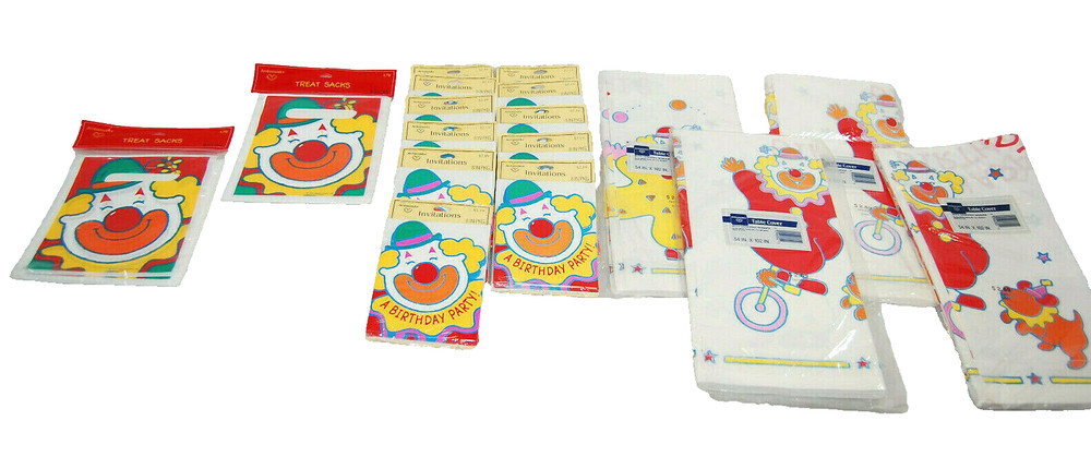 Clown Birthday Party Supplies Assorted Items Lot of 17 Sealed Packs New S9723