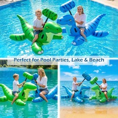 Pool Games Toys Floats -2Pack Inflatable Dinosaur Pool Floats with Blow Up To…