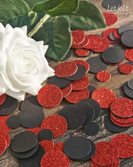 Party Confetti Glitter Table Decorations Red Black Dots Scatter Supplies Anniver