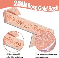 25th Birthday Decorations for Girls, 25th Birthday Sash, 25th Birthday Crown,…