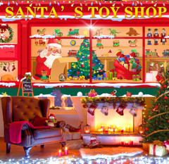 Christmas Garage Door Banner Large Santa’s Toy Shop Garage Door Cover 6×13 FT