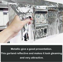 3 Pack Total 30 Silver Feet Foil Fringe Garland Metallic Wall Hanging Drapes