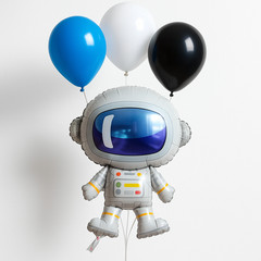 Astronaut Foil Balloon Bouquet Birthday Party Decor Blue Black White balloons