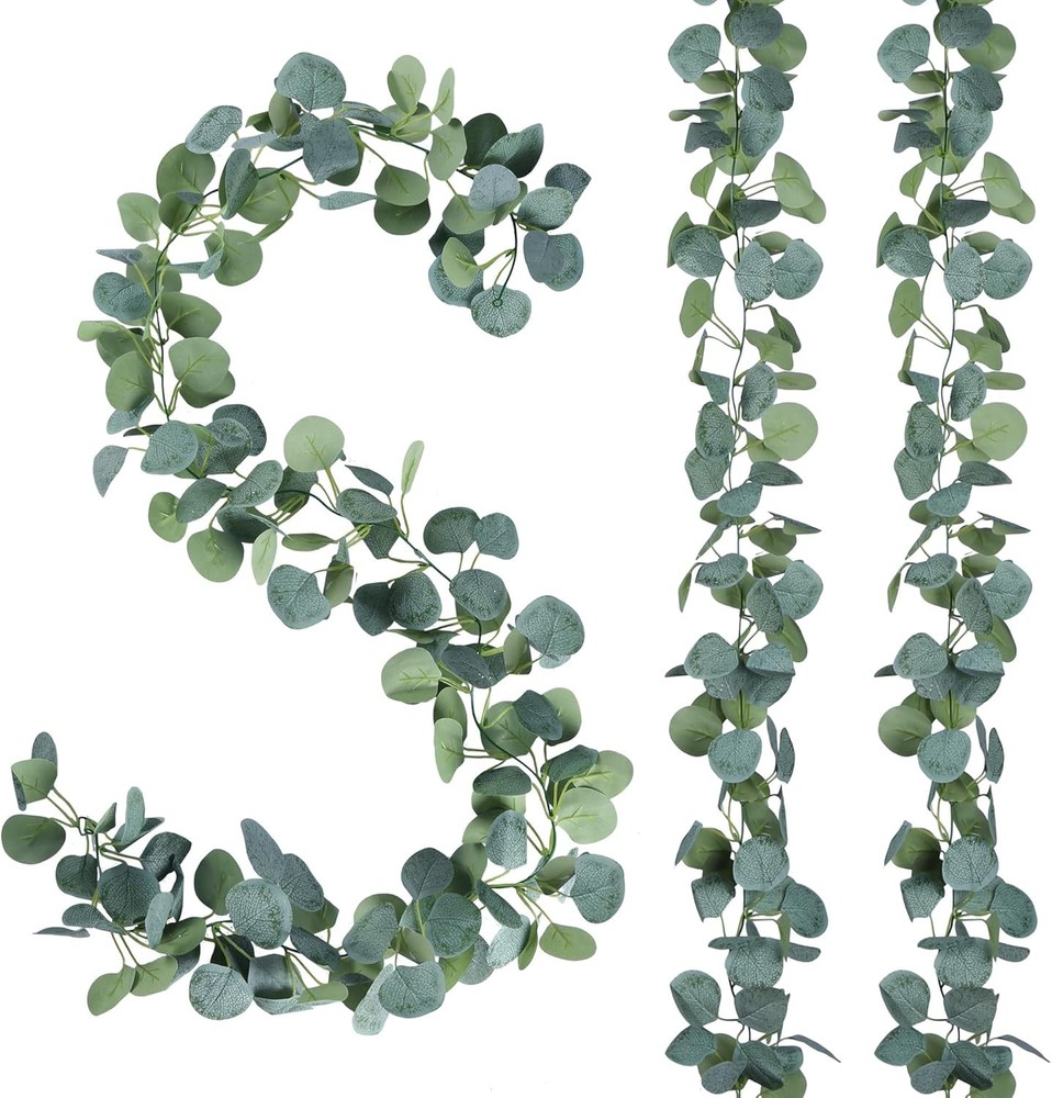 6 Pack Artificial Eucalyptus Garland Greenery Leaves Handmade 3D Silk Vines