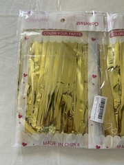 2 Pack Gold Backdrop Metallic Foil Fringe Curtains Party Supplies – Brand New