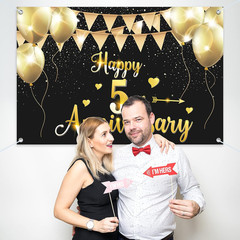 6X4Ft Happy 5Th Anniversary Banner Backdrop – 5 Wedding Anniversary Decorations