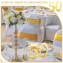 Mirror Gold 50th Anniversary Birthday Decorations Acrylic Table Numbers 6 PCS