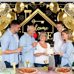 Avezano Welcome Home Banner Black and Gold Welcome Home Decorations Backdrop …