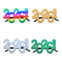 4Pcs Lightweight 2026 New Year Plastic Glasses Reusable Fun Holiday Photo Props