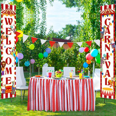 2 Pack Carnival Porch Banners Welcome to the Circus Door Signs Party Decor Fun!!