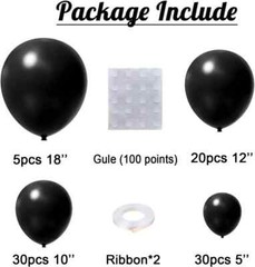 Black Balloons 85 pcs Black Matte Latex Balloon Garland Arch Kit 5/10/12/18 NEW