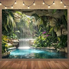 Jungle Scene Waterfall Backdrop Photo Background Party Banner Decor