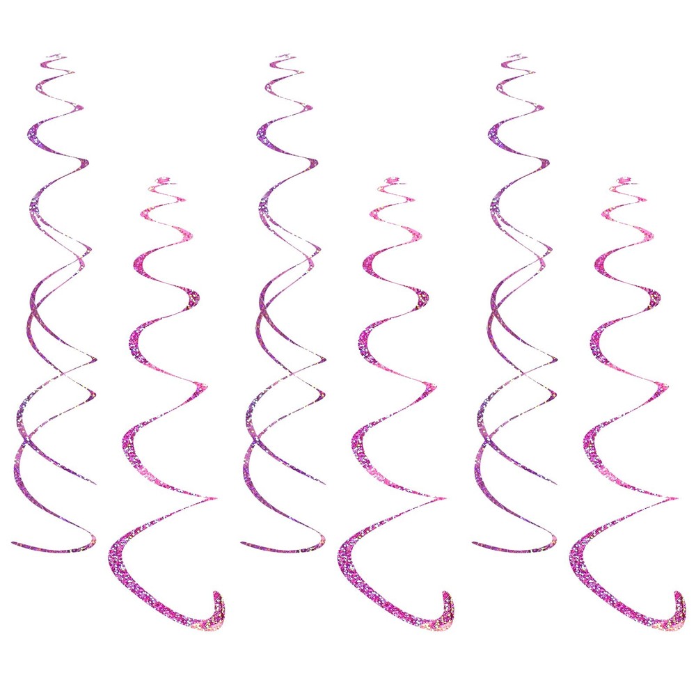 30 PCS Pink Hanging Swirls Foil Plastic Streamers Ceiling Party Decor