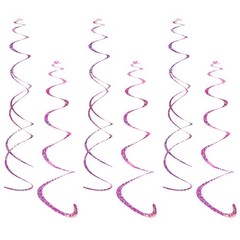 30 PCS Pink Hanging Swirls Foil Plastic Streamers Ceiling Party Decor