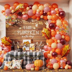 138Pcs Fall Thanksgiving Balloon Garland Arch Kit, Orange Blush Burgundy Rose…