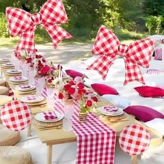 Red White Bow Balloons Gingham Balloons Red Gingham Decor Picnic Birthday Par…
